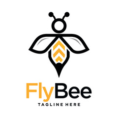 vintage honey bee logo template vector illustration
