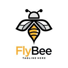 vintage honey bee logo template vector illustration
