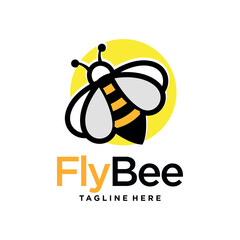 vintage honey bee logo template vector illustration
