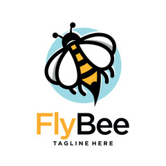 vintage honey bee logo template vector illustration
