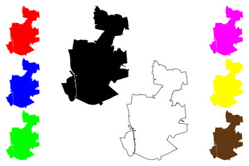 Obraz premium Elblag City (Republic of Poland, Warmian-Masurian Voivodeship) map vector illustration, scribble sketch City of Elblag map