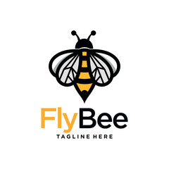 vintage honey bee logo template vector illustration
