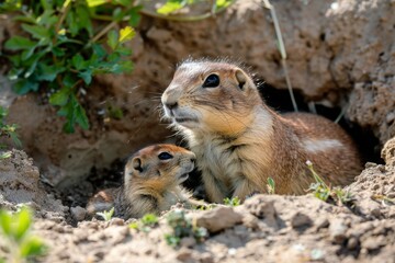 Naklejka premium Prairie Dog Family Moment