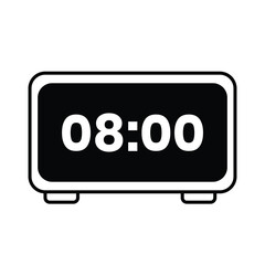 black and white alarm clock icon