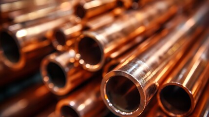 Naklejka premium Copper Pipes Close-Up