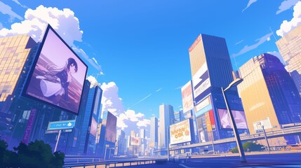 Fototapeta premium Exploring the world of billboards through anime art style.