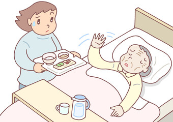 介護のイラスト - 飲食拒否・終末期・ターミナル期・老衰期・老母