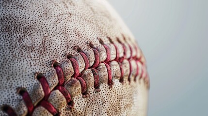 Obraz premium Baseball ball with stitching in close up view with blank space