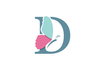 combination of an elegant butterfly design with the letter d