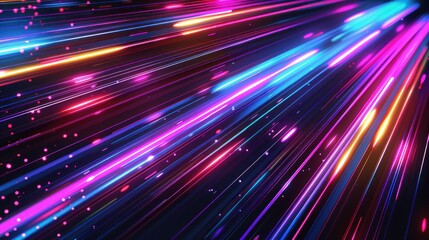 Obraz premium Abstract multicolored light display with a blue neon stripe background