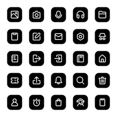 Basic UI icon set in 25 different shapes