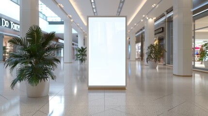 Obraz premium Blank advertising mockup for advertisement at the shopping mall or A mockup poster stands within a shopping Centre mall
