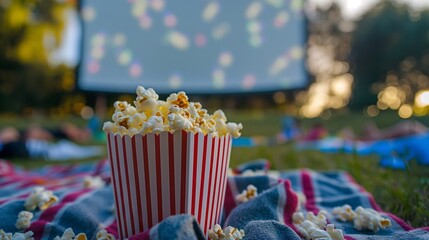 Outdoor Movie Night with Popcorn