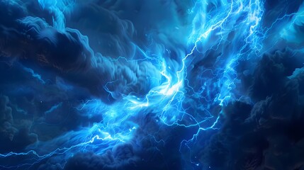 Blue glowing plasma lightning. 