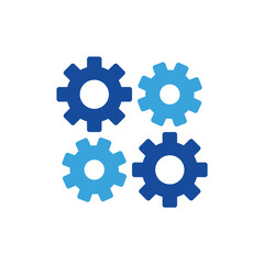 gear icon color or logo illustration glyph color blue style
