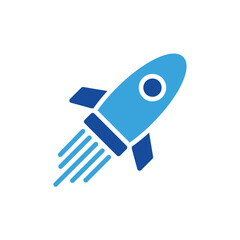 rocket icon color or logo illustration glyph color blue style
