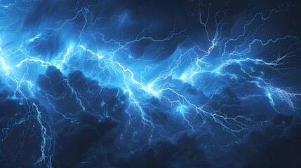 Fototapeta premium Blue glowing plasma lightning. 