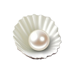 Isolated Pearl Inside a Shell with Transparency Effect.