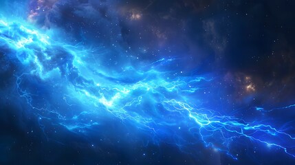 Fototapeta premium Blue glowing plasma lightning. 