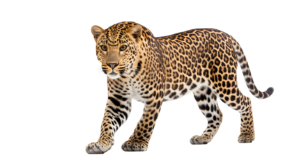 portrait of a leopard panthera leo standing, isolated animal