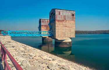 serene waterscape of large lake created for Purulia pumped storage project (upper dam) in the vicinity of Ajodhya Hills. The lake is also the major source of water in arid regions of Purulia.