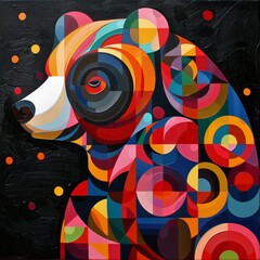 Geometric Bear Portrait in Vibrant Colors