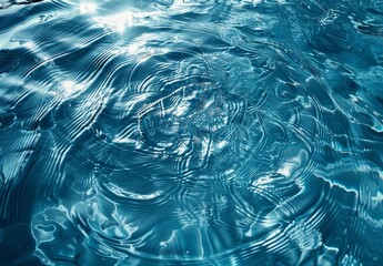 Highly detailed blue water background with ripples and reflections, showcasing high-resolution photography, with intricate textures and patterns.