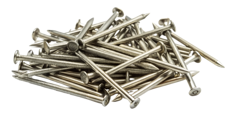 Metal nails on a transparent background, png