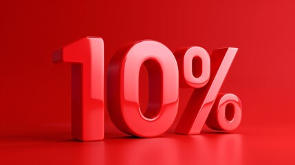 A 3-dimensional graphic of red numbers with a 10% discount on a business-themed red background.