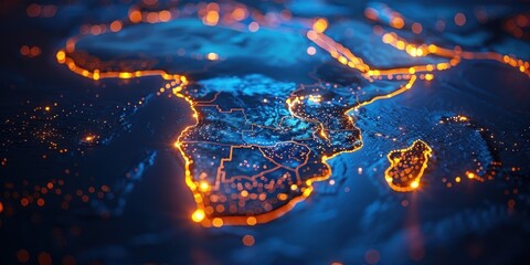 Africa at Night: A Digital Map with Glowing Cities