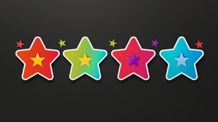 Fototapeta premium Colorful Stars on Black Background