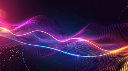 Abstract colorful swirling wave of light with a purple and pink hue background