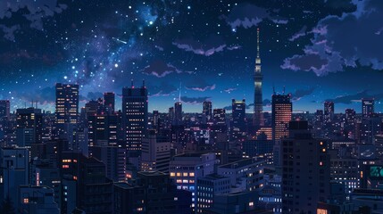 Obraz premium Night city, anime style