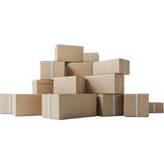 Obraz premium Brown Cardboard Box Stack, Gift Box, Shipping Parcel Box, Storage Box, Background Removed, PNG File.