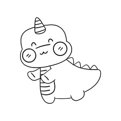 Obraz premium Doodle Dinosaurs in love clipart, black doodles, coloring book cartoons, coloring pages for kids.
