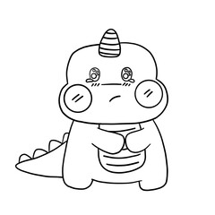 Doodle Dinosaurs in love clipart, black doodles, coloring book cartoons, coloring pages for kids.