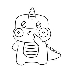 Doodle Dinosaurs in love clipart, black doodles, coloring book cartoons, coloring pages for kids.