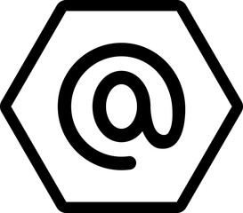 at sign hexagon icon inverse