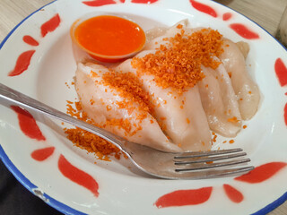 Choi pan is a Chinese dish that is known in several areas such as Bangka-Belitung and West Kalimantan. Choi pan is a Hakka term which means 