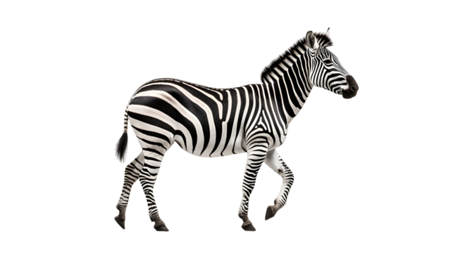 Walking zebra isolated studio shot