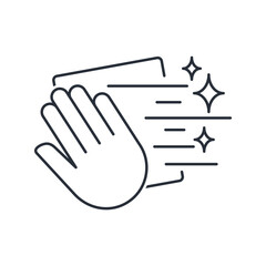 Clean the surface. Cleanliness and tidiness. Remove the excess. Vector linear icon isolated on white background.