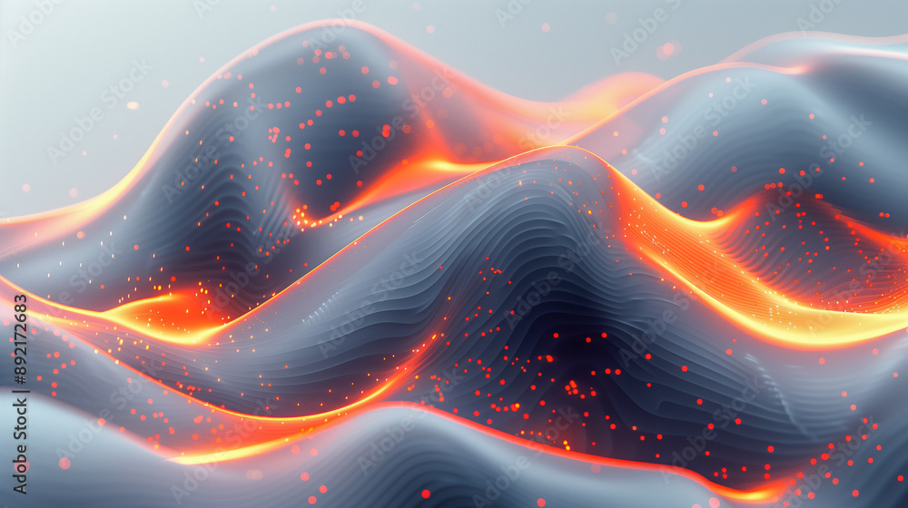 Poster glowing abstract waves with neon highlights..