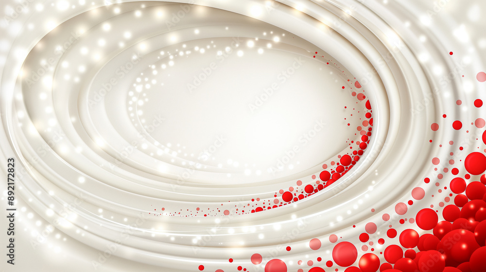 Poster elegant swirls with red and white bubbles..