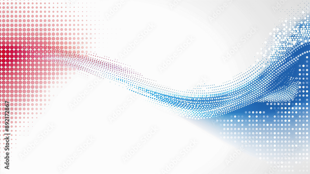 Poster abstract red and blue wave dot pattern..