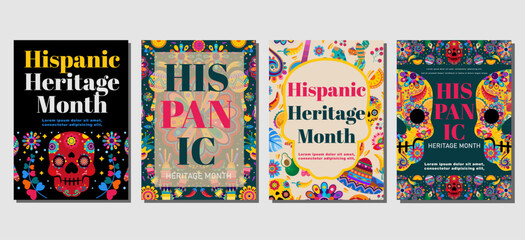 Elegant hispanic heritage month Set of greeting cards, posters, holiday covers