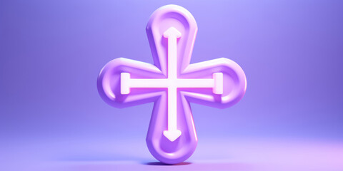 Fototapeta premium A medical cross is flat and bold, colored in light purple and indigo.