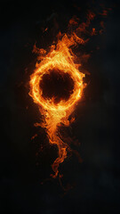 Fototapeta premium A circle of fire in a dark space.