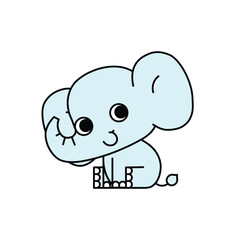 Cute smiling cartoon baby elephant sitting. African animals. Vector illustration.