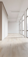 Fototapeta premium Residential empty room interiors with no furniture, natural lighting and ample copy space. Mockup interiors conceptual image.