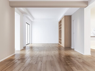 Obraz premium Residential empty room interiors with no furniture, natural lighting and ample copy space. Mockup interiors conceptual image.